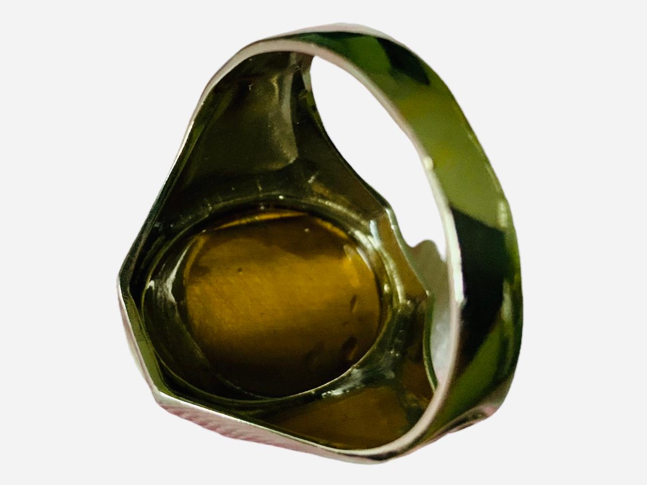 Classical Roman 14K Yellow Gold Tiger Eye Cameo Ring For Sale