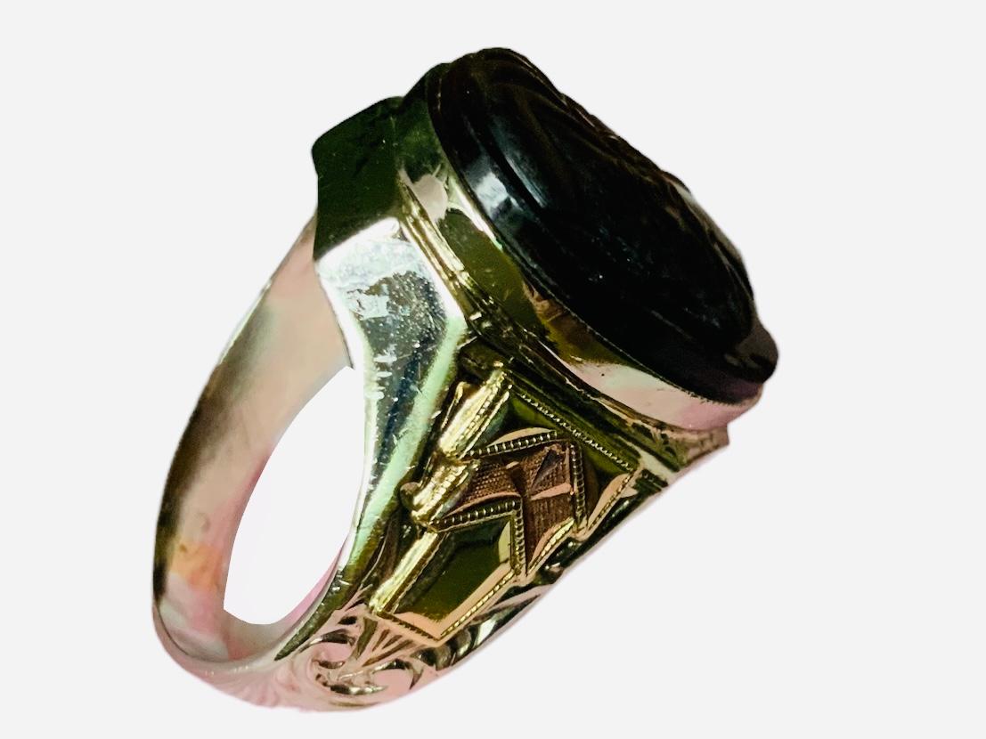 Oval Cut 14K Yellow Gold Tiger Eye Cameo Ring For Sale