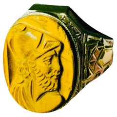 14K Yellow Gold Tiger Eye Cameo Ring