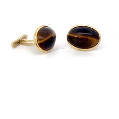 14k Yellow gold Tiger Eye Cufflinks