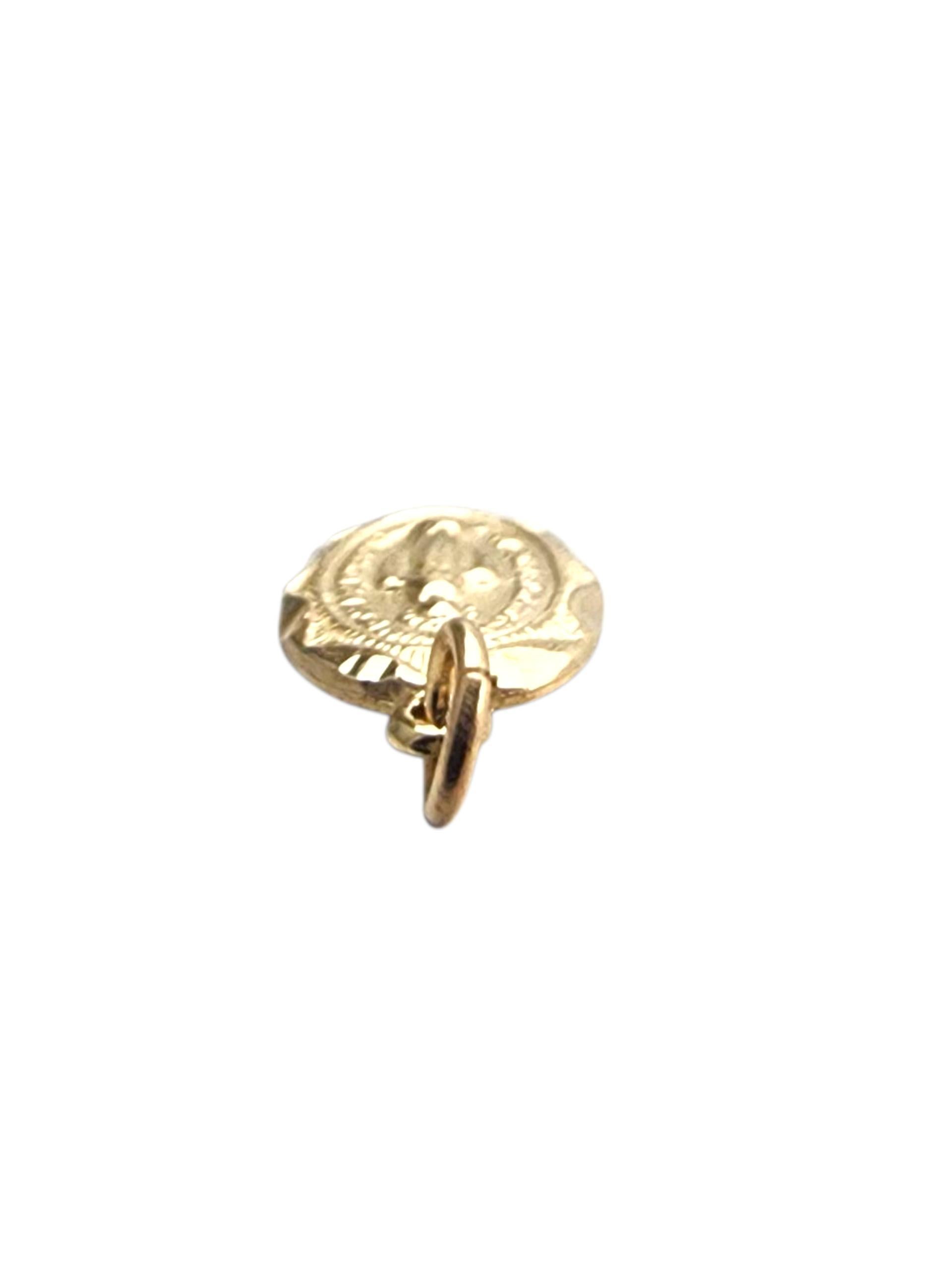14K Yellow Gold Tiny Miraculous Medal Charm #22830 For Sale 1
