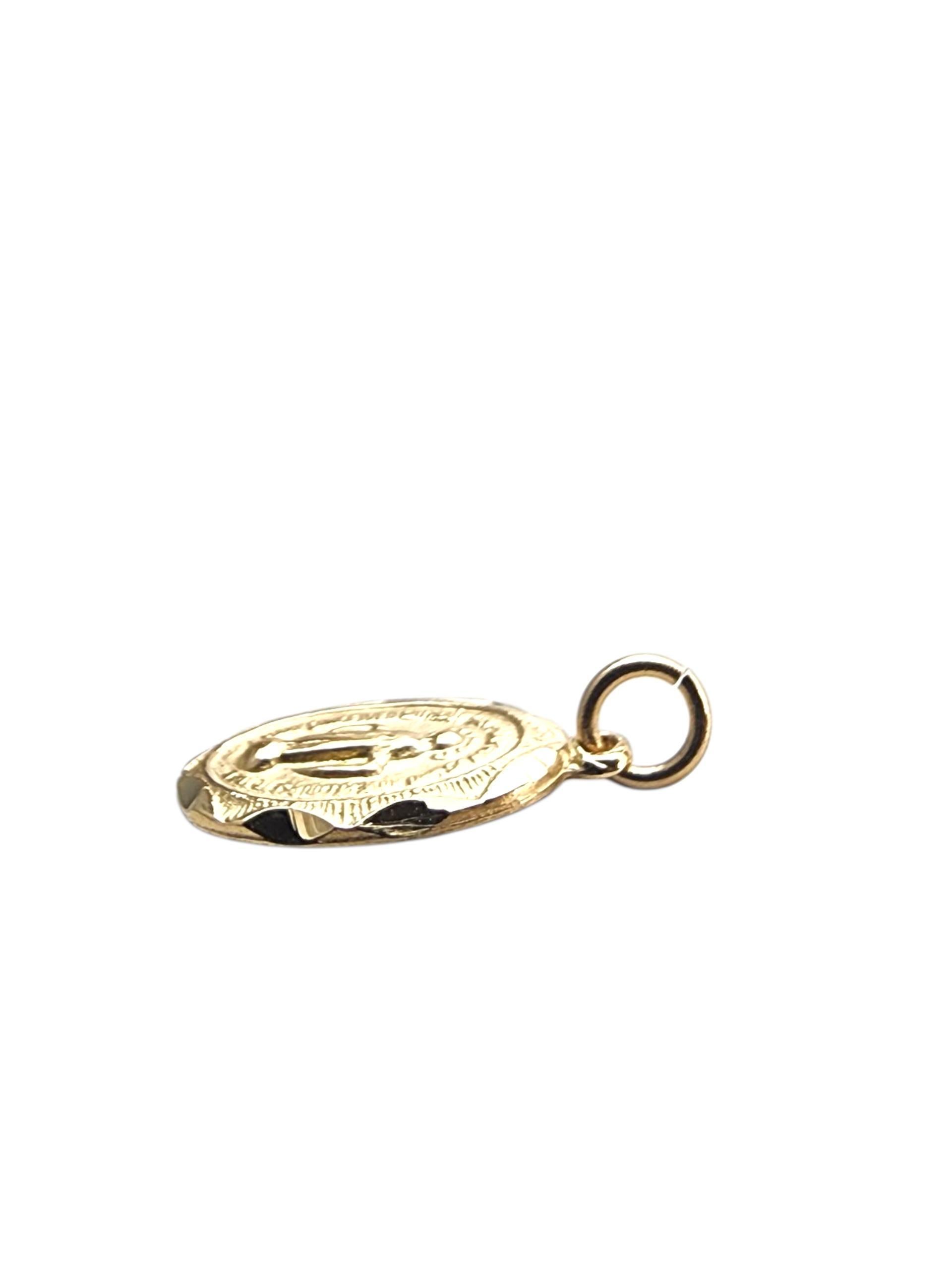 14K Yellow Gold Tiny Miraculous Medal Charm #22830 For Sale 2