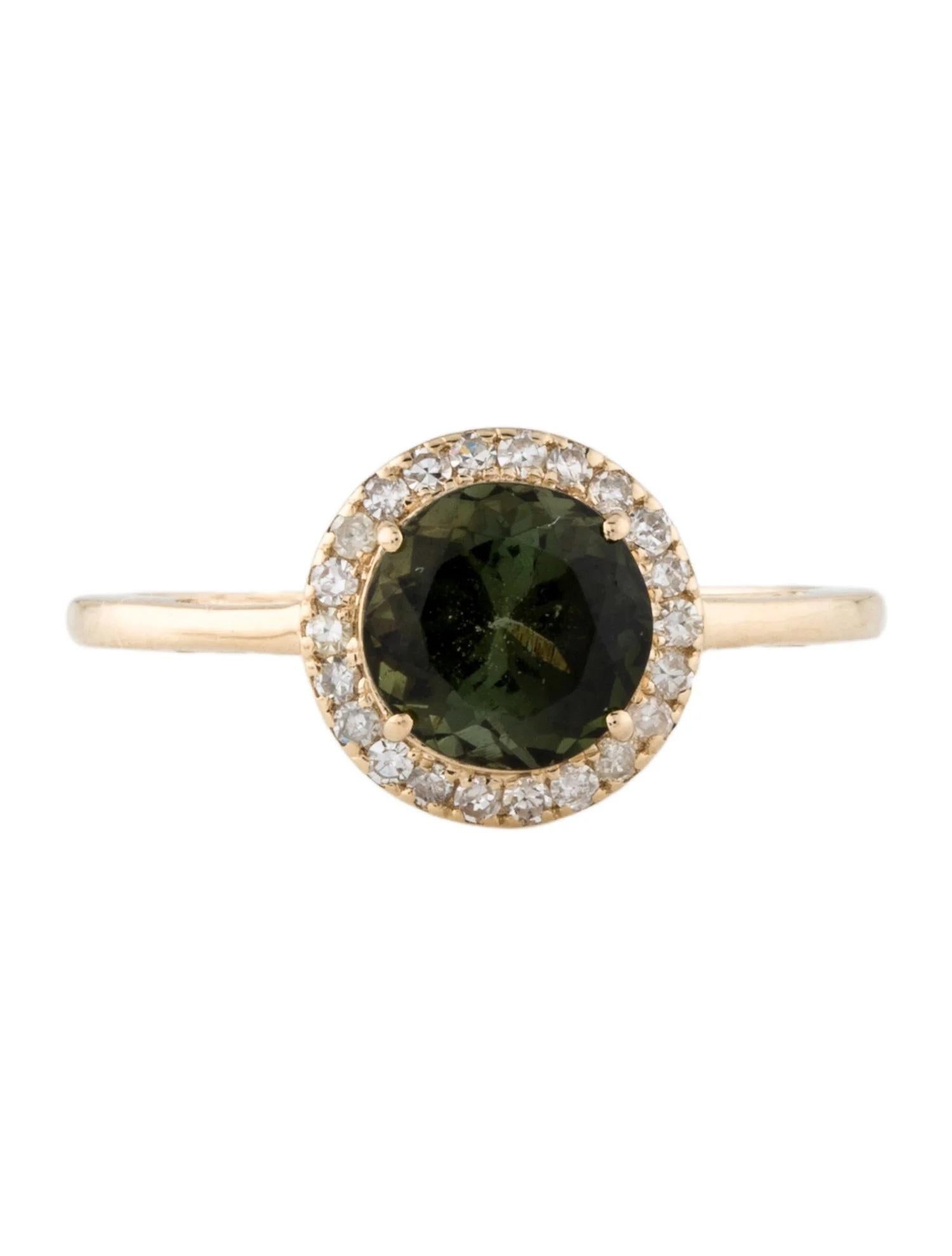 Artiste Bague cocktail en or jaune 14 carats, tourmaline et diamants 0,22 carat, taille 7 en vente