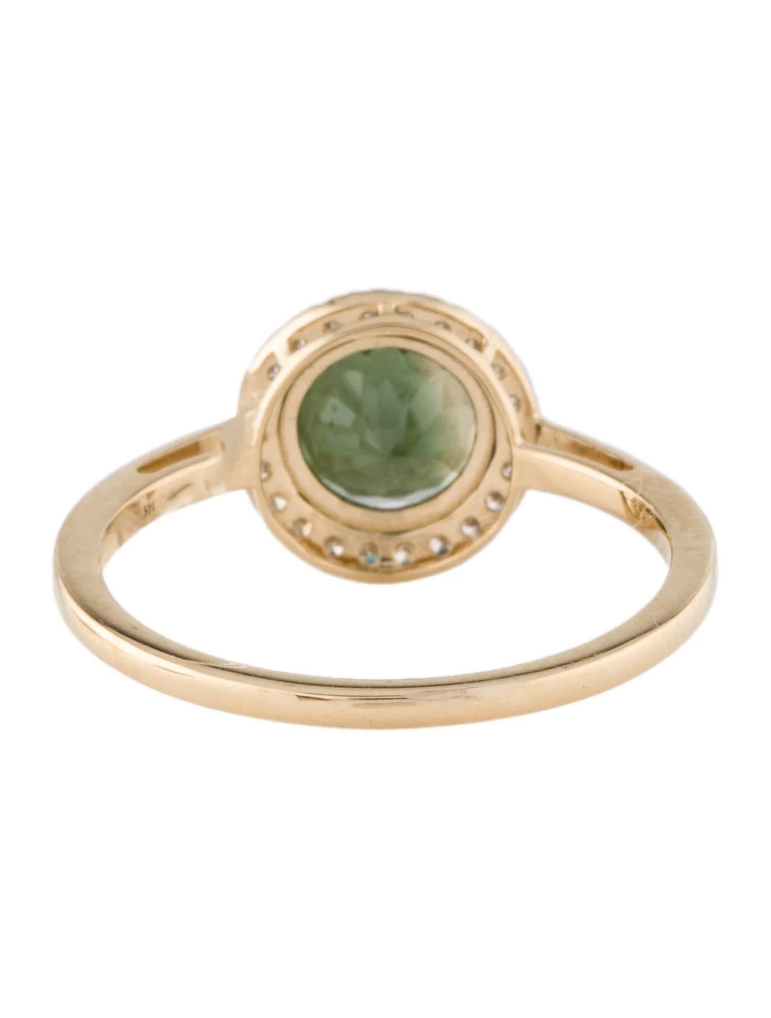 Taille ronde Bague cocktail en or jaune 14 carats, tourmaline et diamants 0,22 carat, taille 7 en vente