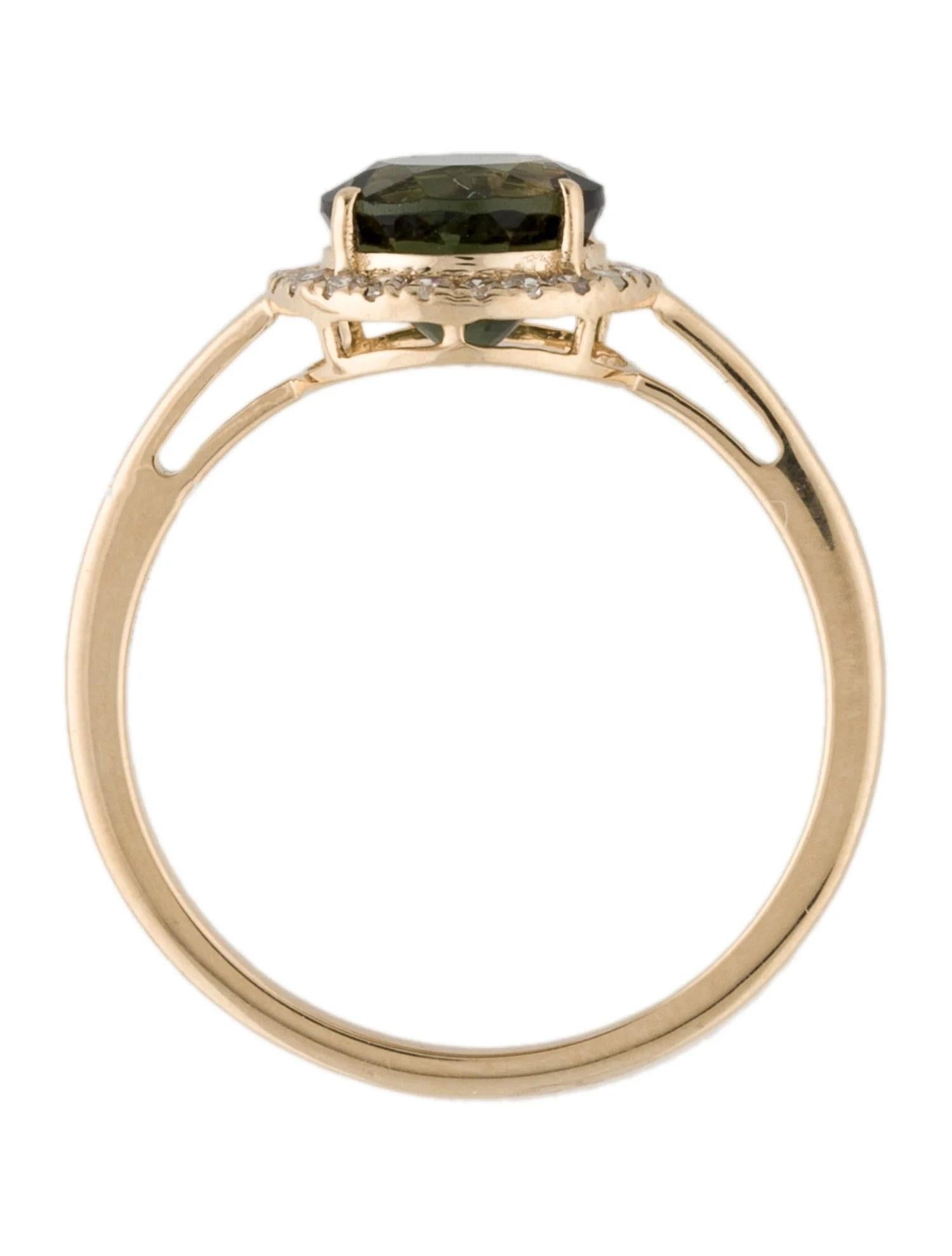 Bague cocktail en or jaune 14 carats, tourmaline et diamants 0,22 carat, taille 7 Neuf - En vente à Holtsville, NY
