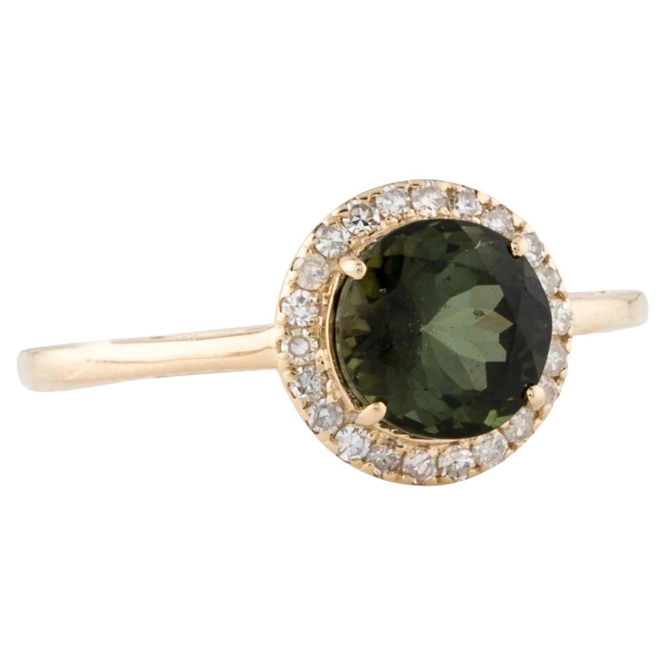 14K Yellow Gold Tourmaline & 0.22ctw Diamond Cocktail Ring, Size 7
