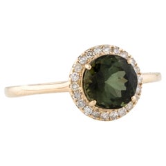 14K Yellow Gold Tourmaline & 0.22ctw Diamond Cocktail Ring, Size 7