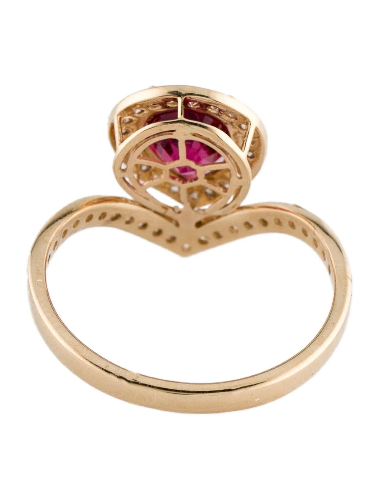 Pear Cut 14K Yellow Gold Tourmaline and Diamond Cocktail Ring, Size 6.25  Pear Modified