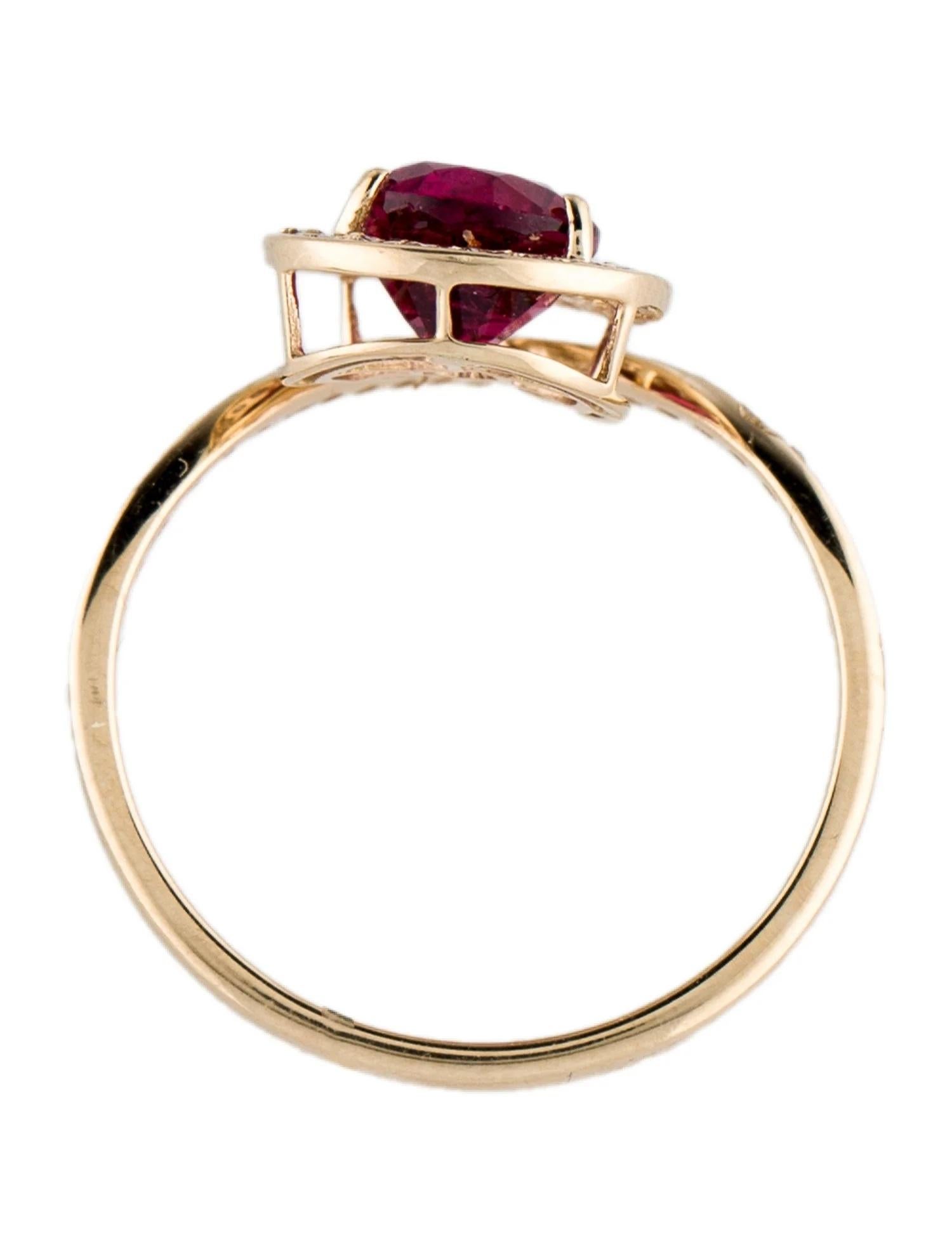 14K Yellow Gold Tourmaline and Diamond Cocktail Ring, Size 6.25  Pear Modified In New Condition In Holtsville, NY