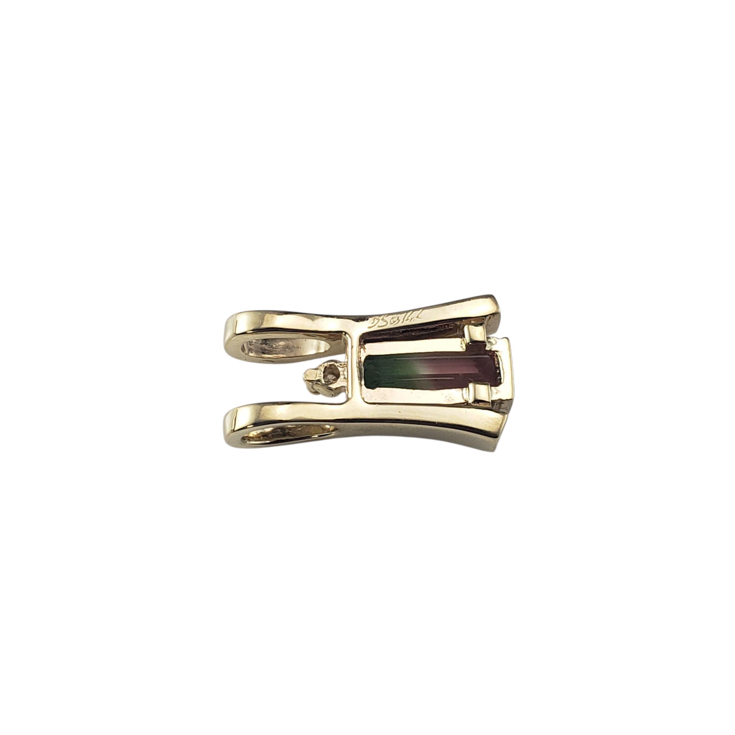 14K Yellow Gold Tourmaline and Diamond Pendant JAGi Certified #22683 In Good Condition For Sale In Washington Depot, CT