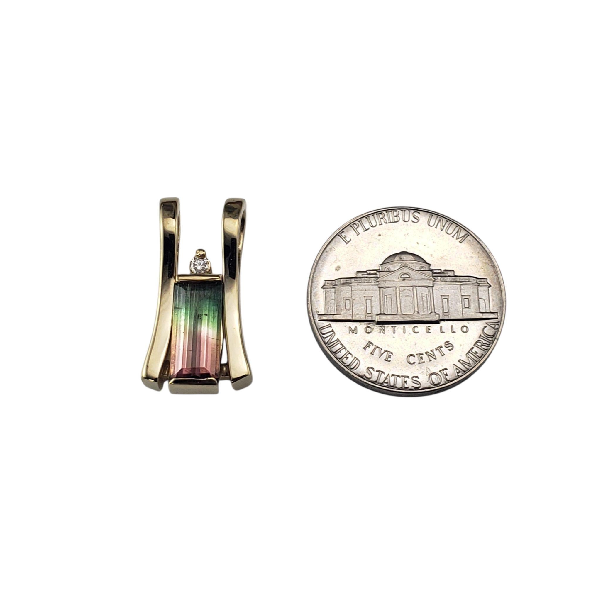 14K Yellow Gold Tourmaline and Diamond Pendant JAGi Certified #22683 For Sale 1