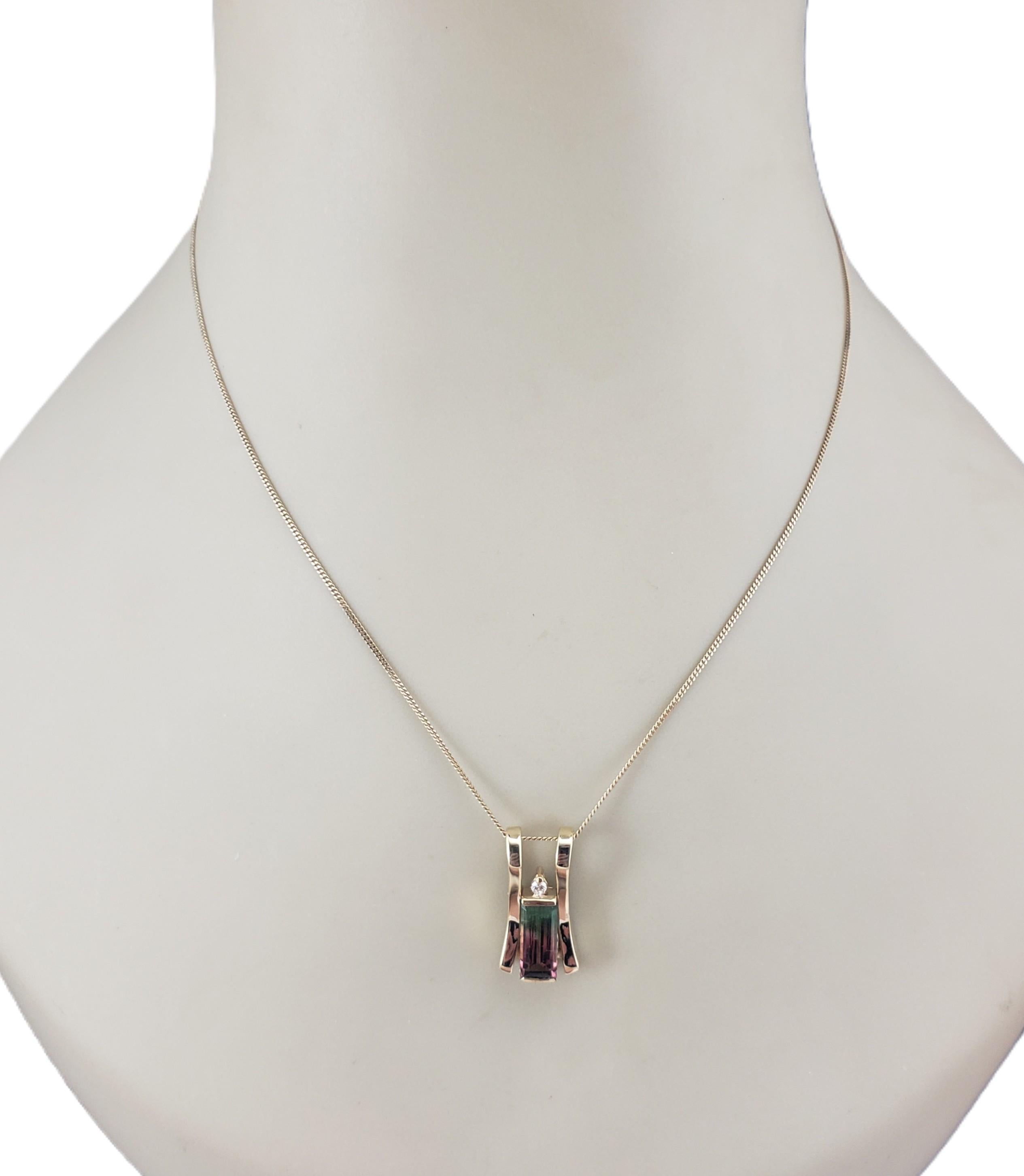 14K Yellow Gold Tourmaline and Diamond Pendant JAGi Certified #22683 For Sale 2