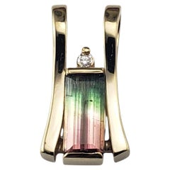 14K Yellow Gold Tourmaline and Diamond Pendant JAGi Certified #22683