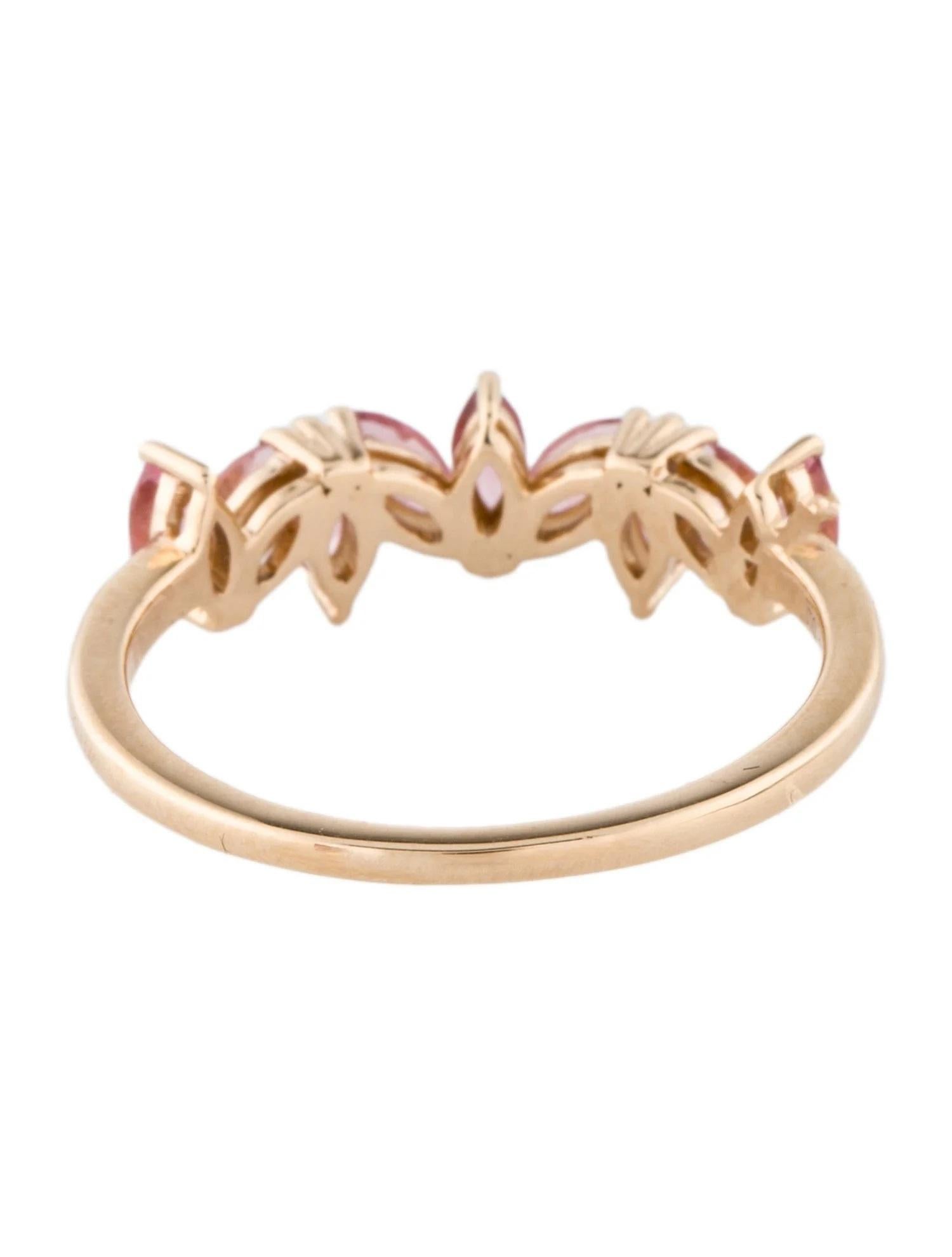 Taglio marquise Fascia in oro giallo 14K con tormalina rosa brillante da 0,69 carati. in vendita