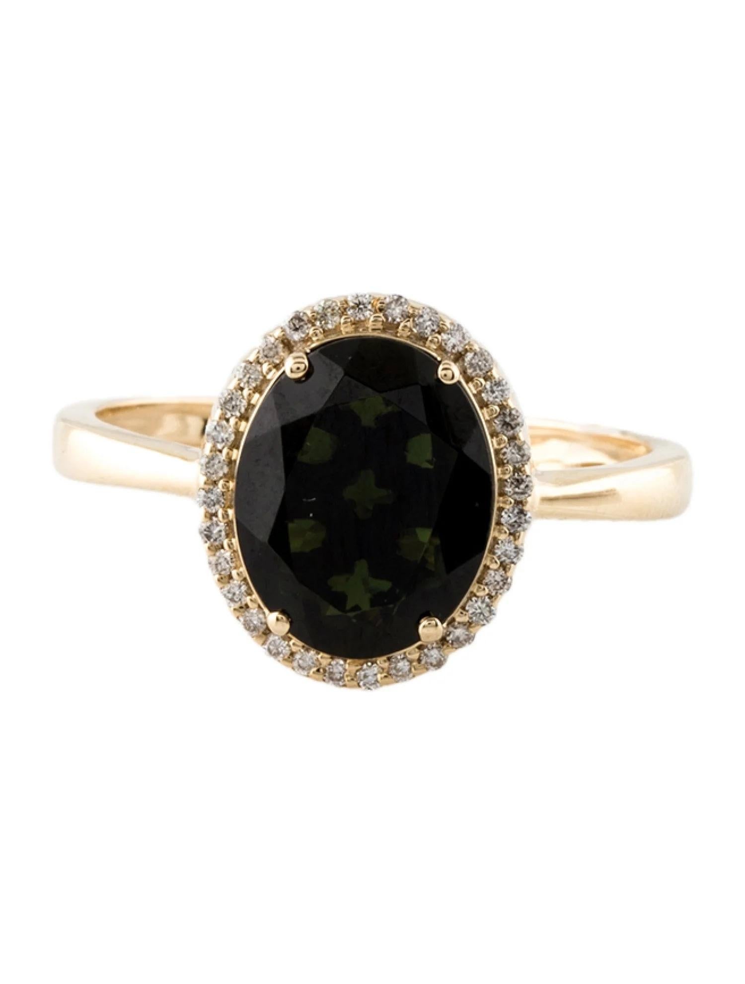 14K Gelbgold Turmalin & Diamant Cocktail-Ring, Größe 7  Brillantturmalin (Künstler*in) im Angebot