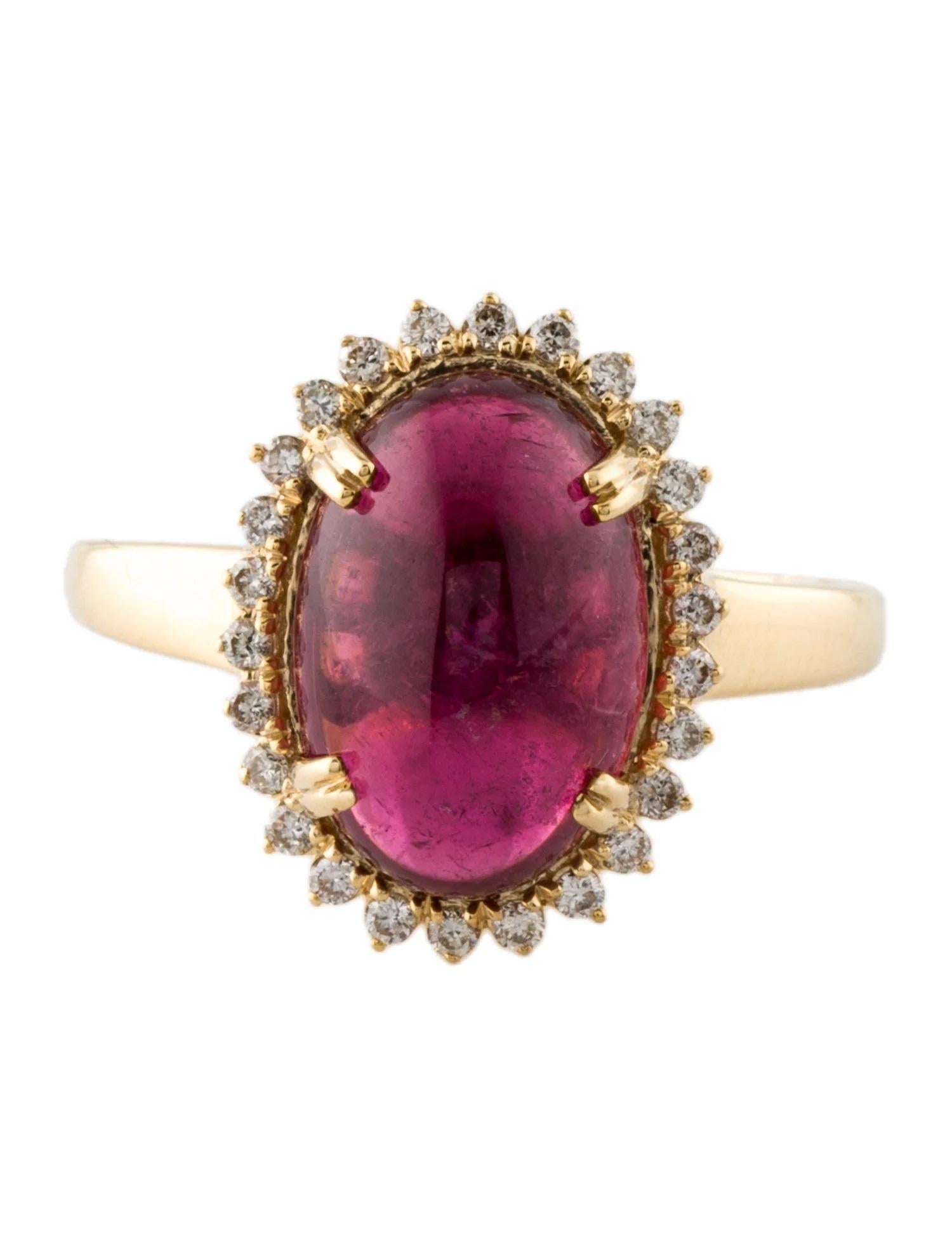 Artiste Bague cocktail en or jaune 14 carats, tourmaline et diamants, taille 7  Cabas tourmaline ovale en vente