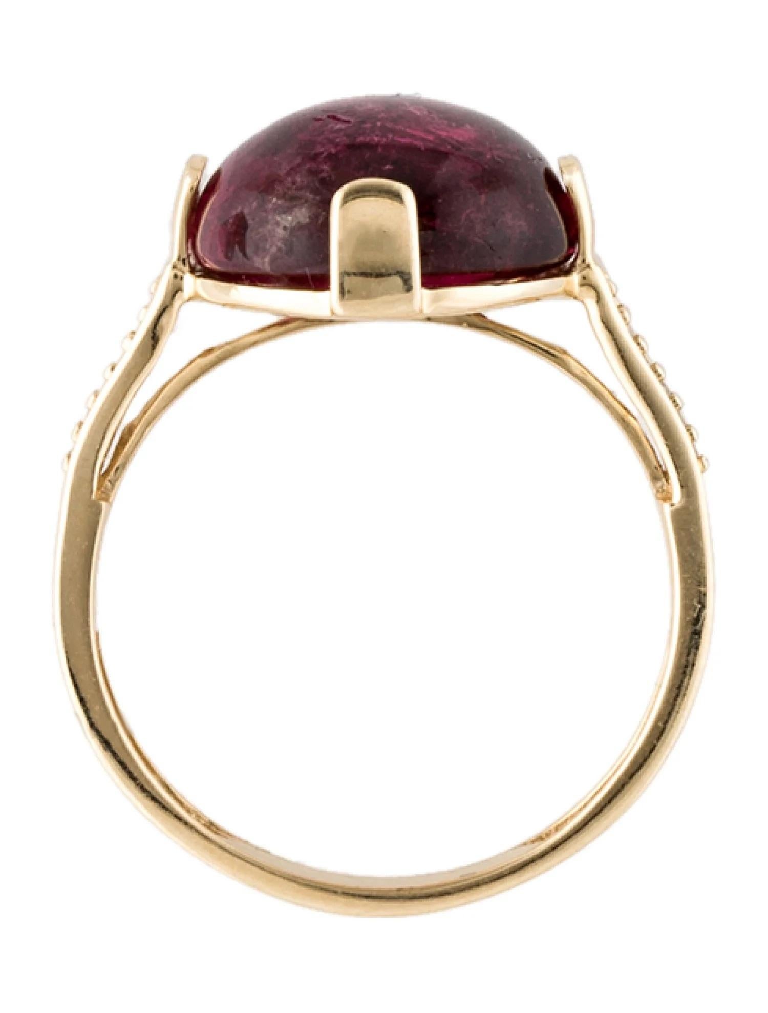 14K Yellow Gold Tourmaline & Diamond Cocktail Ring, Size 7  Round Tourmaline Ca In New Condition For Sale In Holtsville, NY