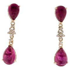 Pendientes de oro amarillo de 14 quilates de turmalina y diamantes con pera de 4,62 quilates
