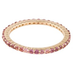 14K Yellow Gold Tourmaline Eternity Band Ring Size 7, Round Brilliant Tourmaline