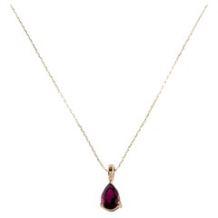 14K Yellow Gold Tourmaline Pendant Necklace, 0.68 Carat Pear Modified Brilliant