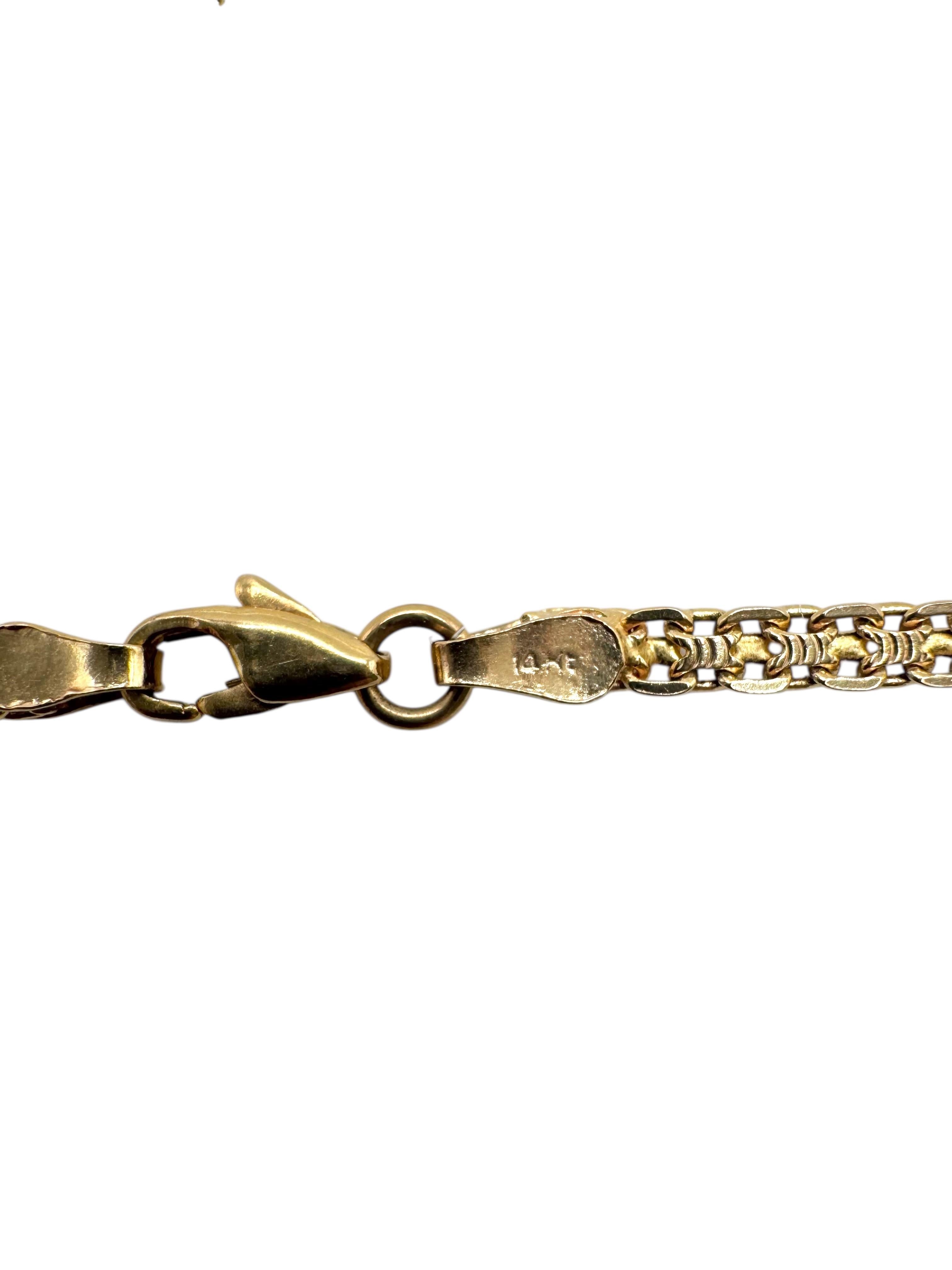 14K Yellow Gold Tourmaline, Ruby, and Sapphire Floral Basket Pendant Necklace en venta 2