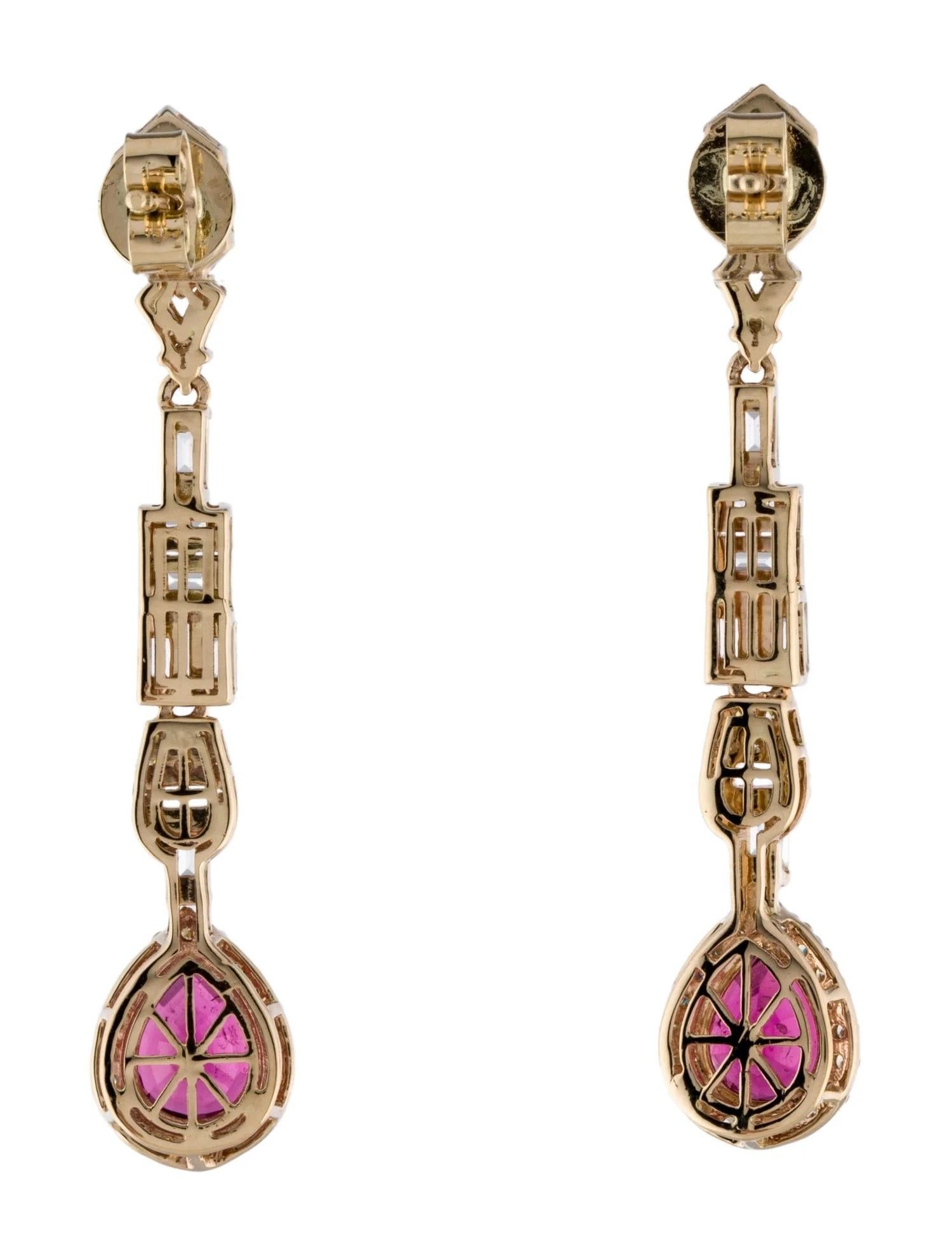 Artist 14K Yellow Gold Tourmaline, Sapphire & Diamond Drop Earrings Featuring 1.52ct Sa