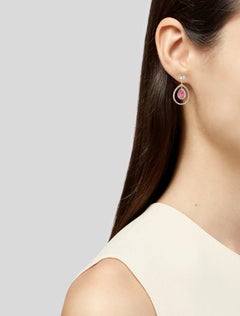 14K Yellow Gold Tourmaline, Sapphire & Diamond Drop Earrings