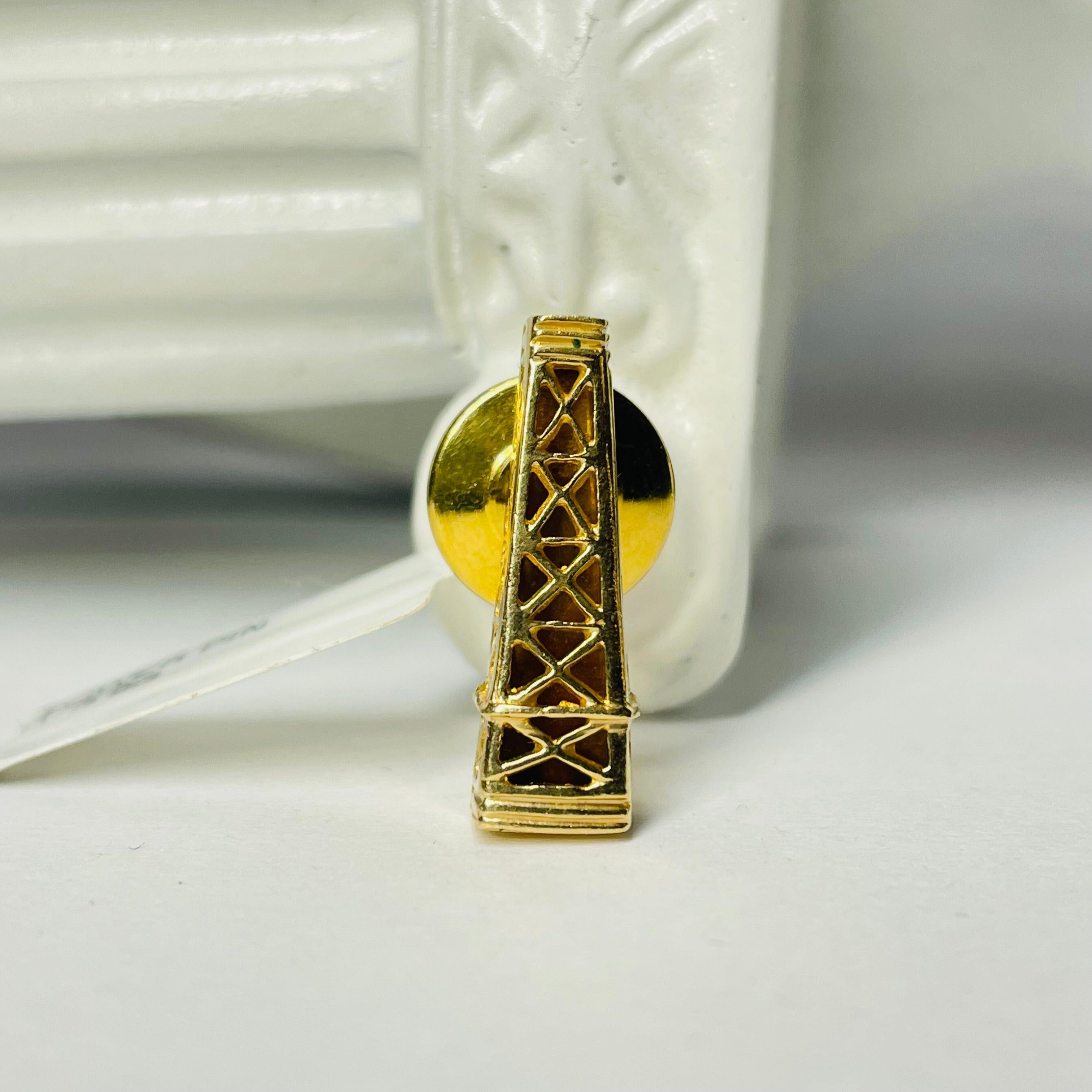 Art Deco 14k Yellow Gold Tower Tie Pin For Sale