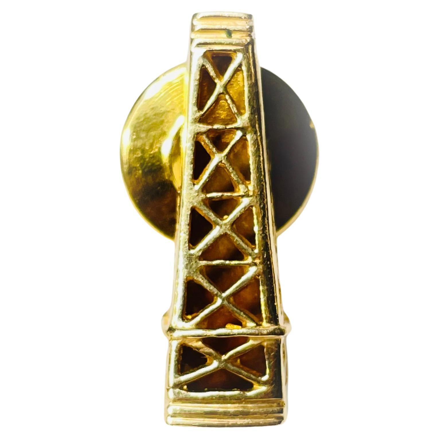 14k Yellow Gold Tower Tie Pin For Sale