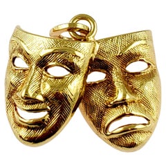 14K Yellow Gold Tragedy & Comedy Mask Charm