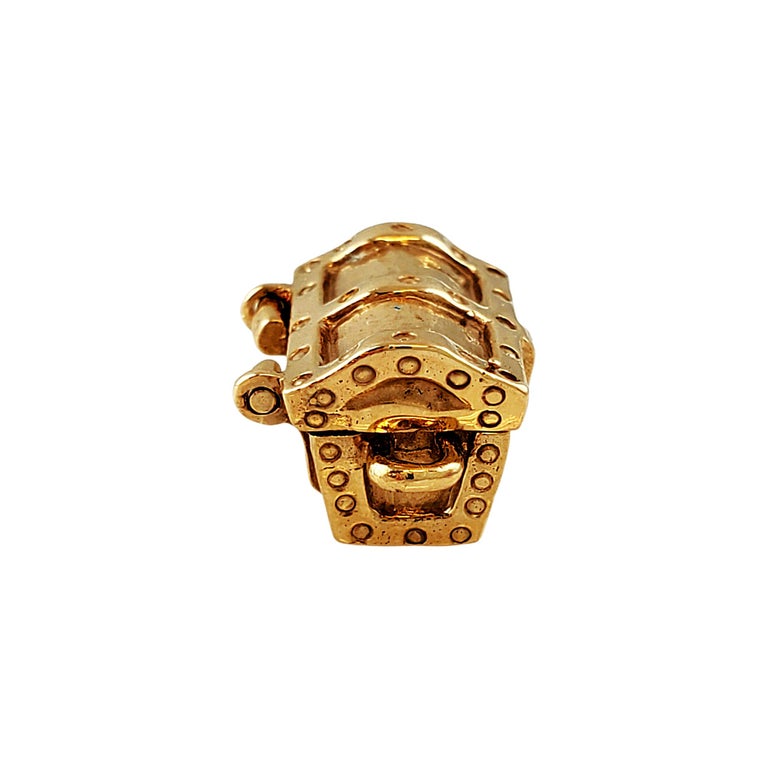 14k Yellow Gold Treasure Chest Charm at 1stDibs
