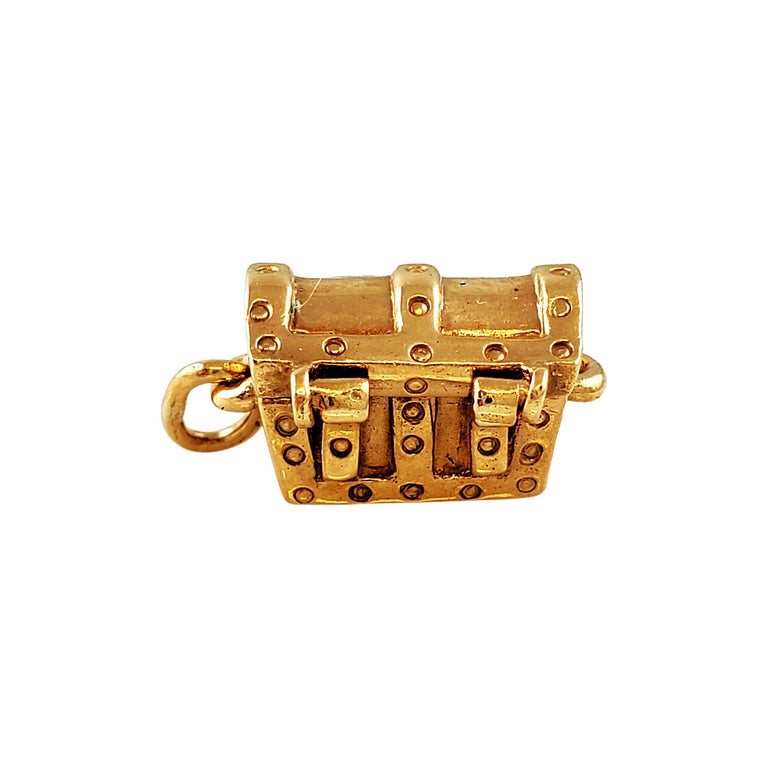 14k Yellow Gold Treasure Chest Charm at 1stDibs