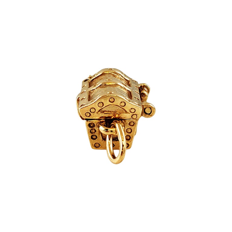 14k Yellow Gold Treasure Chest Charm at 1stDibs