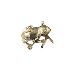 14K Yellow Gold Tree Frog Brooch/Pin #23403