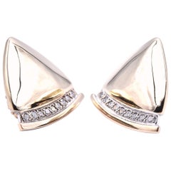 14 Karat Yellow Gold Triangle and Diamond Earrings 14 Karat Yellow Gold Triangle and Diamond Earrings