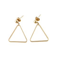 14K Yellow Gold Triangle Dangle Earrings