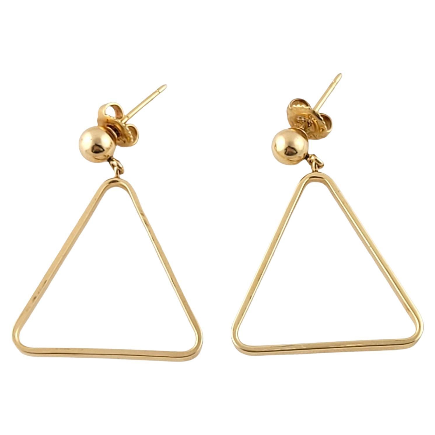 14K Yellow Gold Triangle Dangle Earrings For Sale