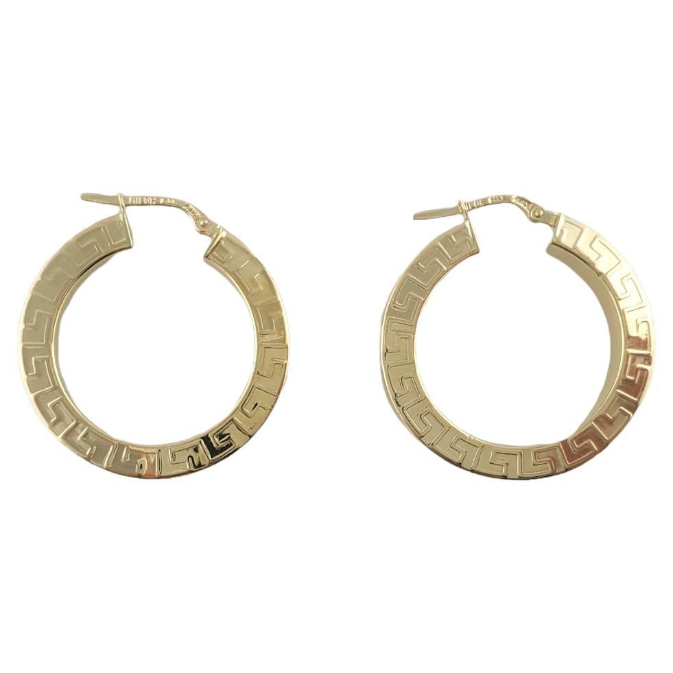 14K Yellow Gold Tribal Pattern Hoops at 1stDibs