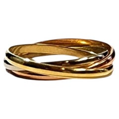 14K Yellow Gold Tricolor Rolling Ring Band Size 7.25 #24309