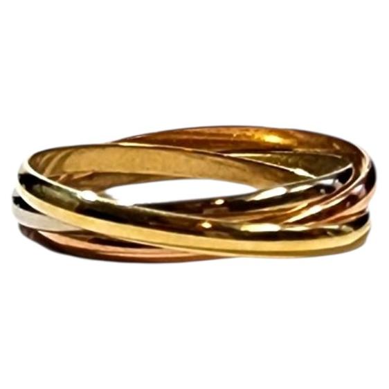 14K Yellow Gold Tricolor Rolling Ring Band Size 7.25 #24309