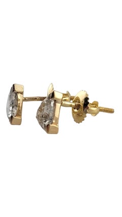 Clous d'oreilles en or jaune 14 carats avec diamants taille trillion n° 18085