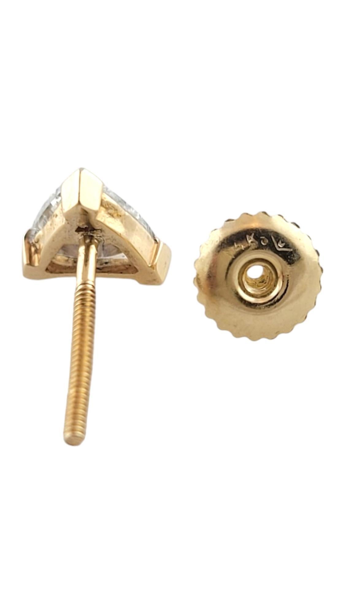 Women's 14K Yellow Gold Trillion Cut Diamond Stud Earrings #18085 For Sale