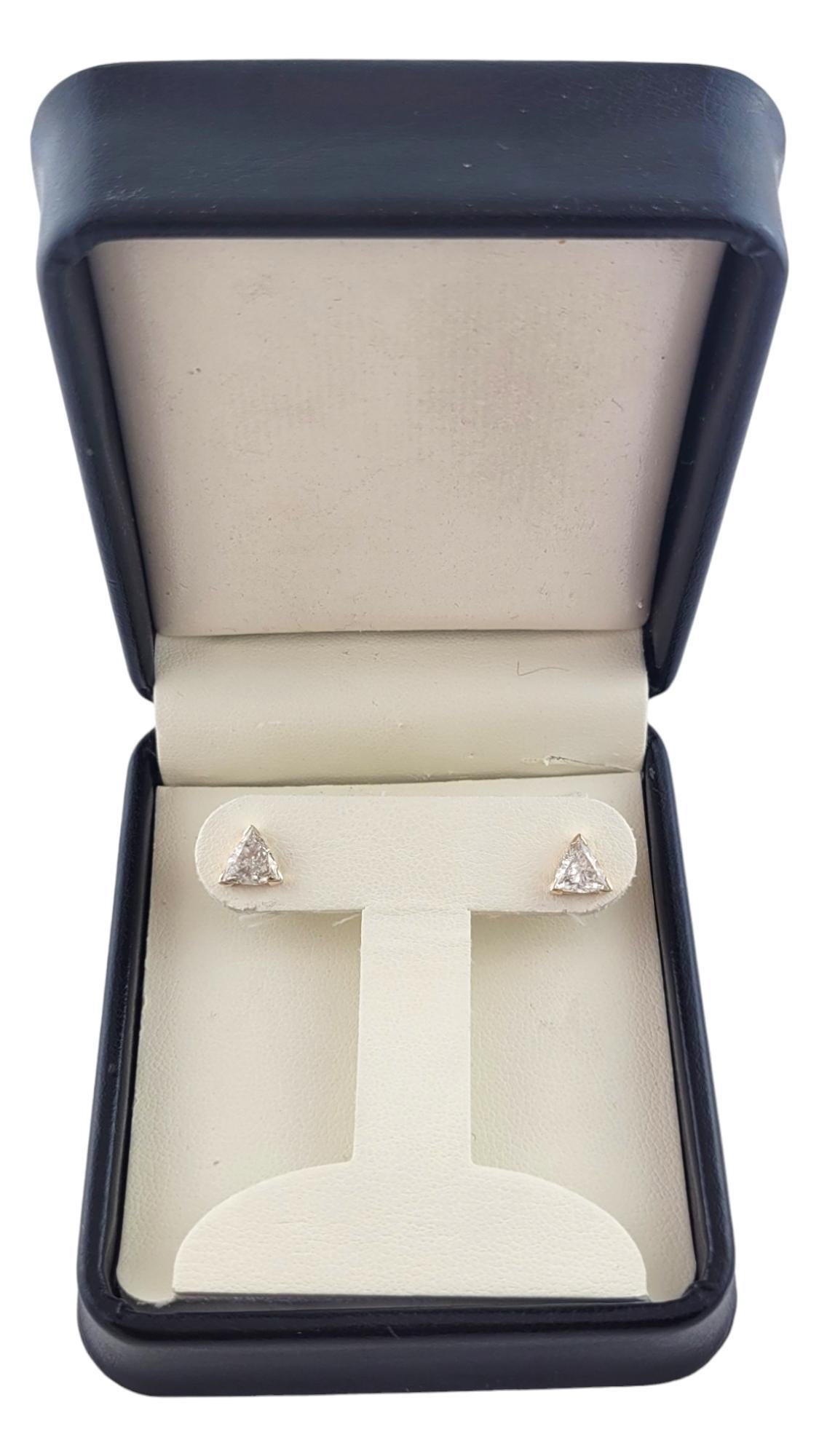 14K Yellow Gold Trillion Cut Diamond Stud Earrings #18085 For Sale 1