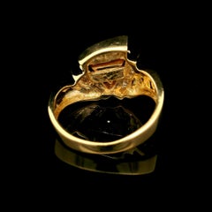 14k Yellow Gold Trillion Cut Sapphire Channel Baguette Diamond Accents Ring