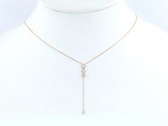 14K Yellow Gold Trio Round Diamond Circle Eternity Drop Necklace