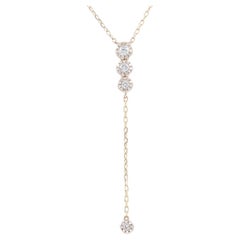 14K Yellow Gold Trio Round Diamond Circle Eternity Drop Necklace
