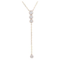 14K Yellow Gold Trio Round Diamond Circle Eternity Drop Necklace