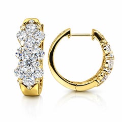 14K Gelbgold Dreifach-Diamant-Reifenohrringe