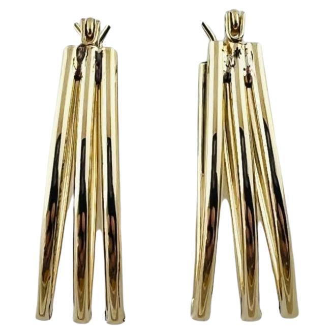 14K Yellow Gold Triple Hoop Earrings #17006 For Sale