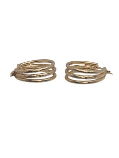 14K Yellow Gold Triple Hoop Earrings #23821